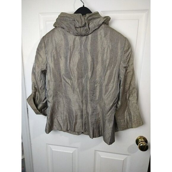 Adrianna Panel Evening Essentials Metallic Taupe Runched Collar Timeless Jacket. - Picture 14 of 14